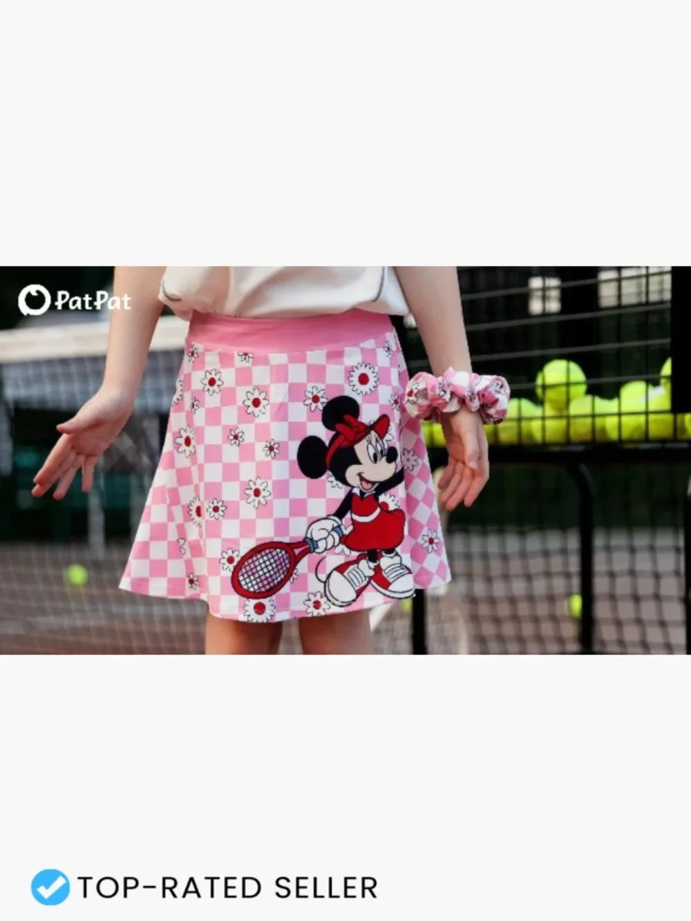 Girls Skort with Inner Shorts Pockets Athletic Golf Tennis Activewear Scrunchie
